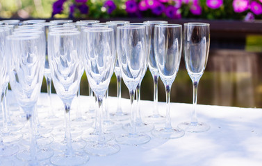A set of glasses on the table