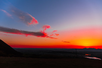 Red sky at the sunset