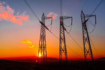 Pylons at the sunset