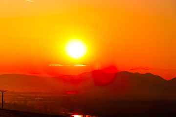 Red sky at the sunset