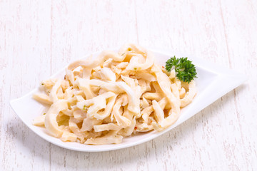 Marinated squid served parsley