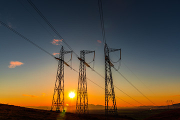 Pylons at the sunset