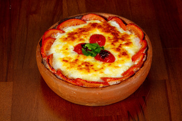 Baked meat with cheese