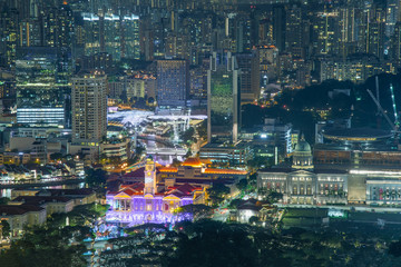SINGAPORE-APRIL 30, 2018: Victoria Theatre and Concert Hall in Singapore city at night, Singapore