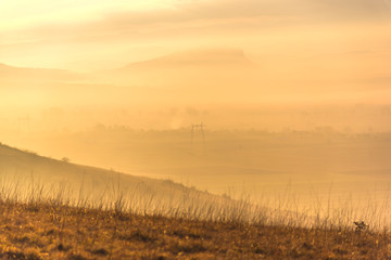 Dramatic clouds on the sky at the sunset