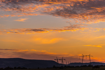 Dramatic clouds on the sky at the sunset
