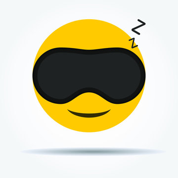 Sleeping Emoji In A Sleep Mask. Isolated Emoticon