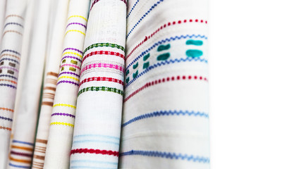 Balkans folk embroidery fabric detail