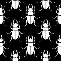Pattern seamless. Insect background. Beetle ornament.