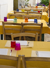 Guestgarden with colorfull glasses