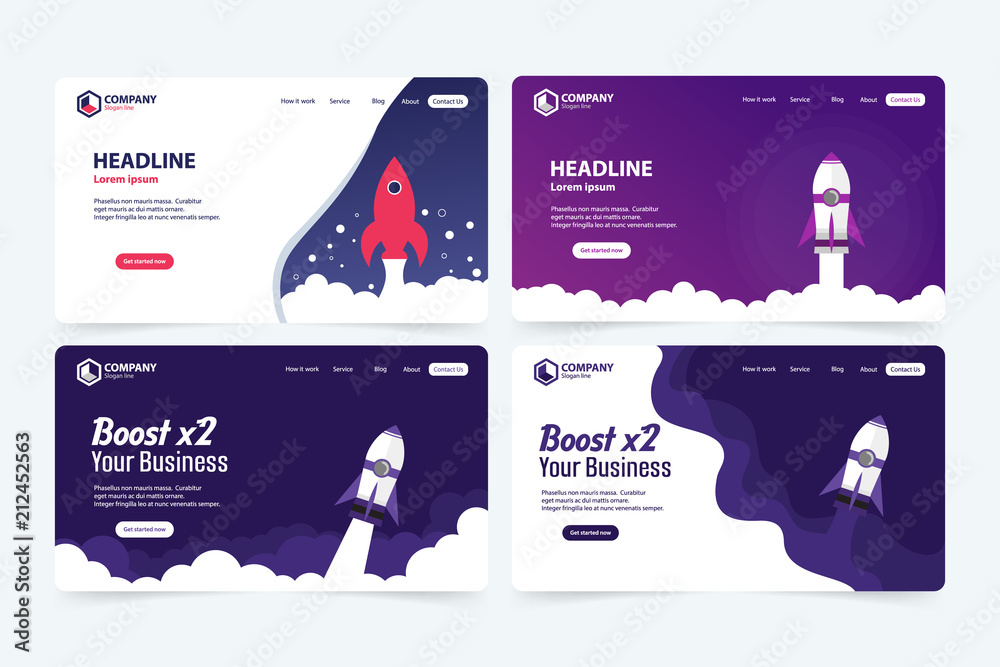 Wall mural boost business website landing page vector template design concept
