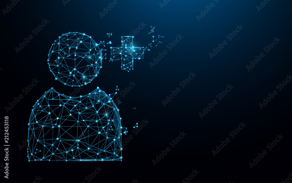 Leinwandbilder add user icon form lines, triangles and particle style design. illustration vector