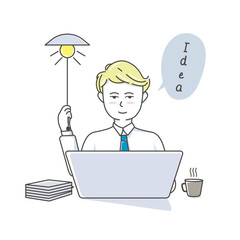 Businessman working at his desk and creating new idea