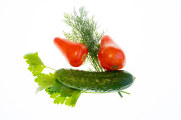 bright colorful vegetables on a white background
