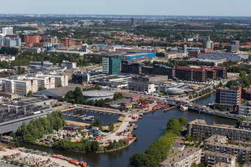Fototapeta na wymiar the hague cityscape buildings from above in the netherlands