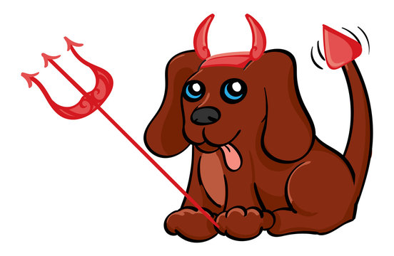 Cartoon Puppy in a devil costume