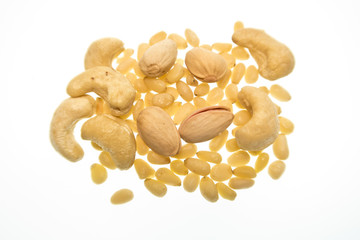 bright colorful dried fruits on a white background