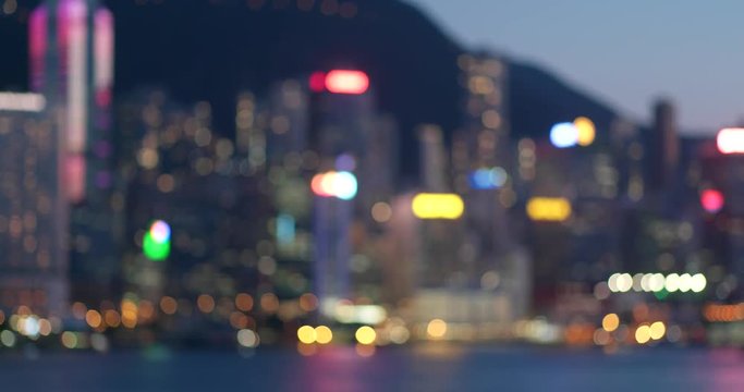 Blur of city in Hong Kong in the evening