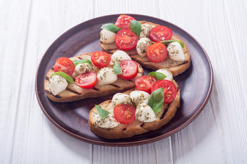sandwich with mozzarella and cherry tomatoes