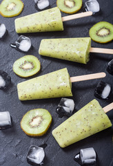 Homemade popsicle with kiwi