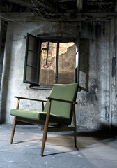 Attic with green armchair