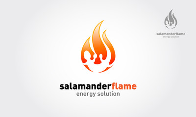 Salamander Flame Vector Logo Template.  This image is a silhouette of flame incorporate with the silhouette of salamander.