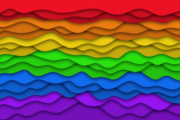 Vector realistic isolated Pride flag with paper cut layer design background for decoration and covering. Concept of geometric abstract design and LGBT.