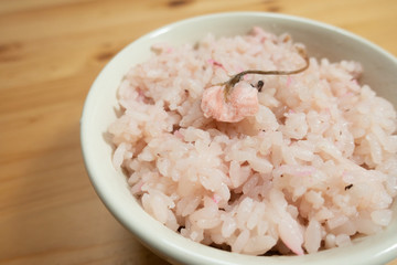 Fototapeta na wymiar Japanese rice, cooked with sakura flower.