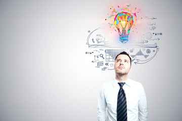 business idea concept businessman and bulb