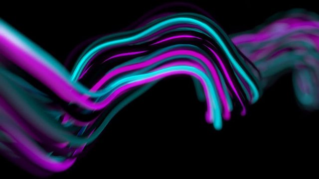 4K Abstract Neon Wavy Lines. Seamless loop