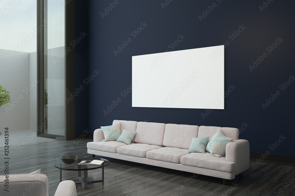 Wall mural blank white poster in modern room