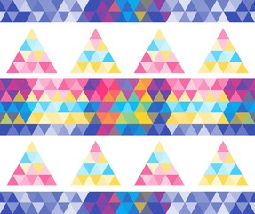 Seamless triangular pattern with multicolored pyramids. Mosaic pattern for your design
