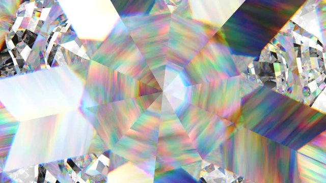 sparkling gemstone macro rotating seamless loop. kaleidoscope