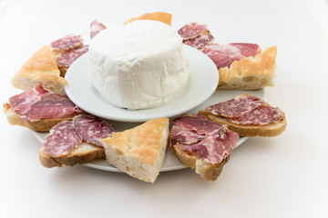 Appetizer with ham salami  ricotta