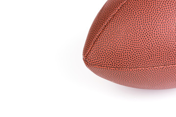 Closeup of American football on white background