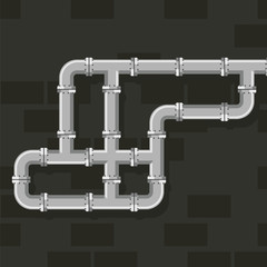 Pipe line for water, gas and oil vector art. Tube lines for plumbing and piping work. Details and connectors industrial pipes and tube vector illustration.