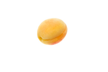 One juicy ripe apricot. On a white background.