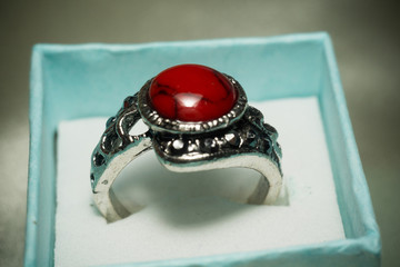 Vintage ring with red turquoise