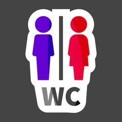 Vector icon of toilet. Plate on the door wc colored sticker. Layers grouped for easy editing illustration. For your design.