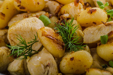 Fried gnocchi chicken curry