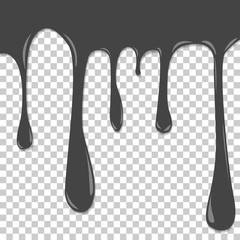 Vector illustration of a stain of paint. The dripping liquid. Paint flows on the wall. Dripping  ink on a transparent background. Layers grouped for easy editing illustration. For your design.