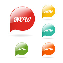 New tag badge and glossy banner vector.