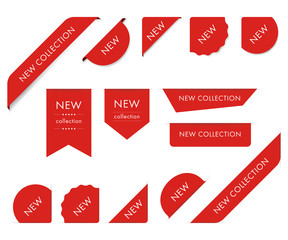 New tag ribbon and banner vector. - obrazy, fototapety, plakaty