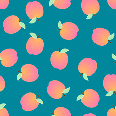 Peach Seamless on Blue Background