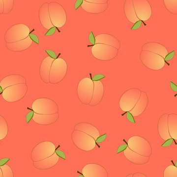Peach Seamless on Orange Background