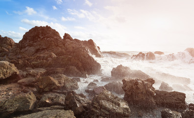 The rock and the sea wave.