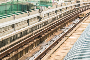 Naklejka premium Bangkok, Thailand July 5, 2018 Railroad tracks of BTS Through Bangkok Mass Transit System Capital of Thailand