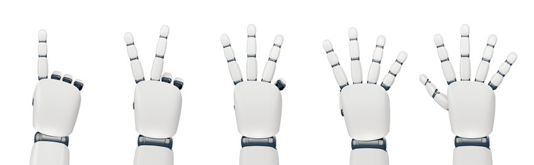 Isolated robot hand counting on white