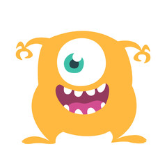 Funny cartoon one eyed monster. Vector illustration for Halloween