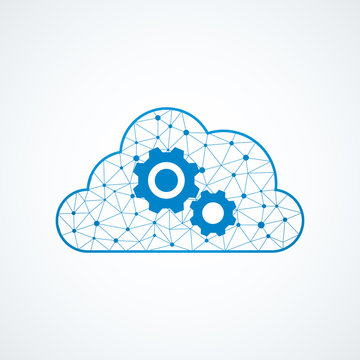 Technology gear icon with cloud